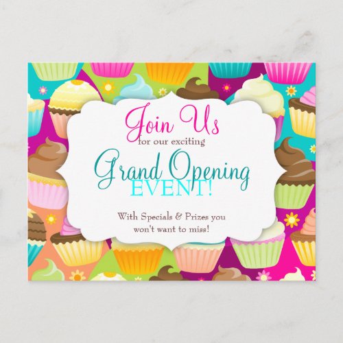 Colorful Cupcakes Grand Opening Postcard