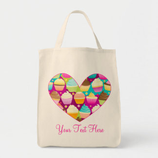 Colorful Cupcakes Heart Tote Bag
