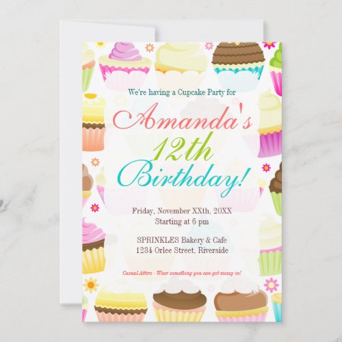 Colorful Cupcakes Invitations