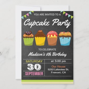 Colorful Cupcakes Kids Birthday Party Invitation | Zazzle