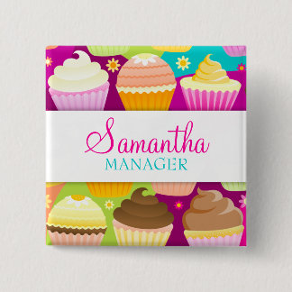 Colorful Cupcakes Name Badge Button