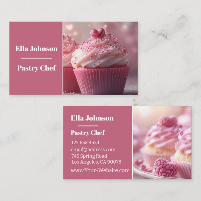 colorful cupcakes pastry background  business card (Front/Back)