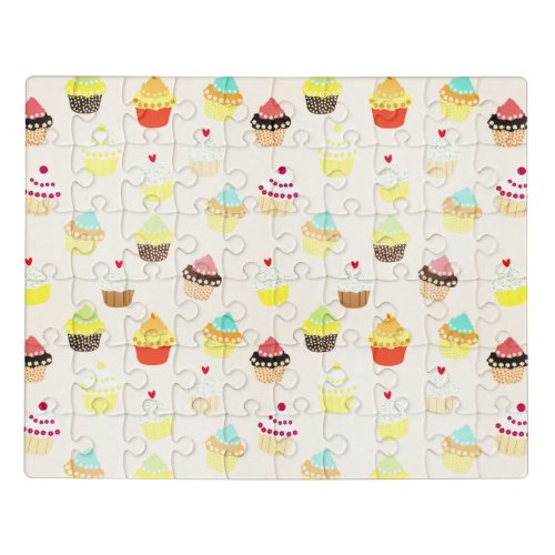 Colorful Cupcakes Pattern Jigsaw Puzzle
