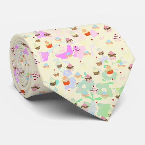 Colorful Cupcakes Pattern Neck Tie