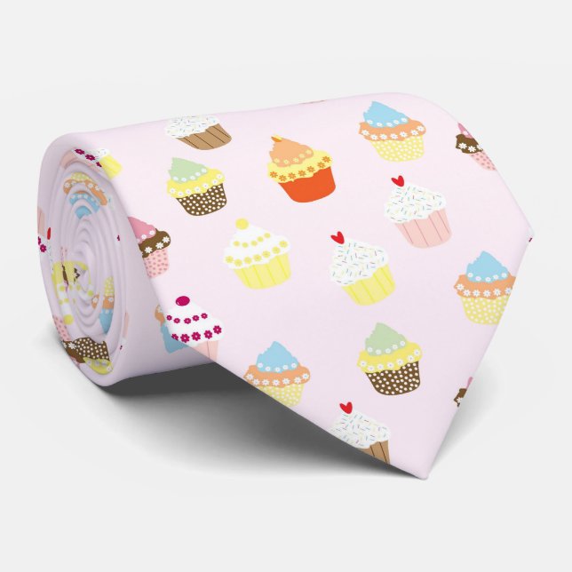 Colorful Cupcakes Pattern Neck Tie (Rolled)