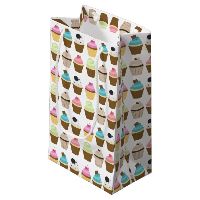 Colorful Cupcakes Pattern Small Gift Bag (Front Angled)