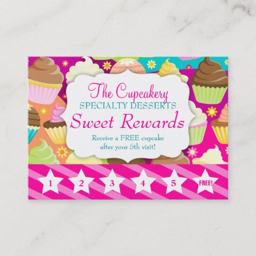 Colorful Cupcakes Rewards Promo Business Cards