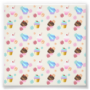 Colorful Cupcakes Sweet Candies Bakery Dessert Photo Print