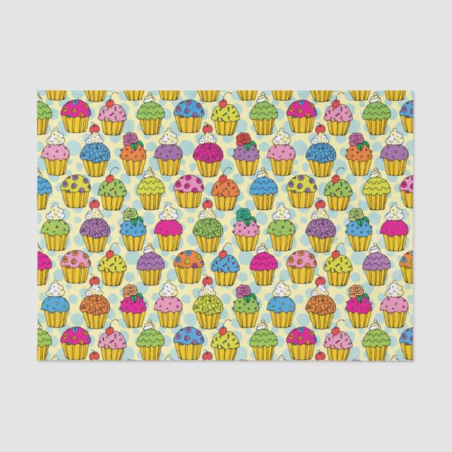 Colorful Cupcakes Tissue Paper (Front)