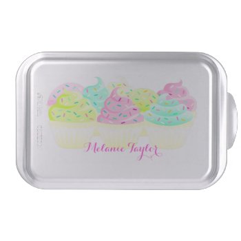 Colorful Cupcakes With Sprinkles - Custom Cake Pan by creativetaylor at Zazzle