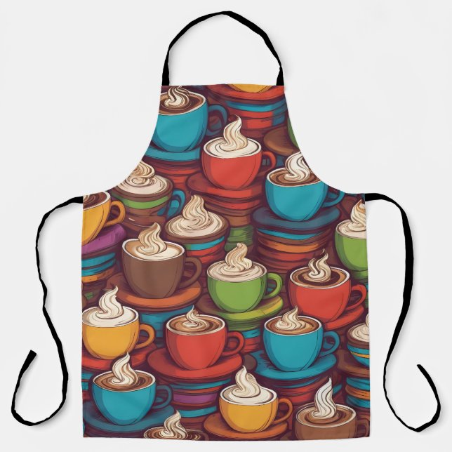 Colorful cups pattern apron (Front)