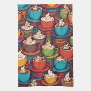 Colorful cups pattern kitchen towel