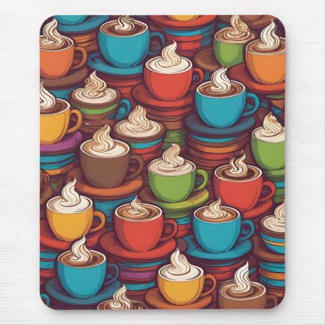 Colorful cups pattern mouse pad (Front)