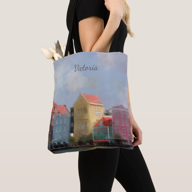 Colorful Curacao Personalized Tote Bag (Close Up)