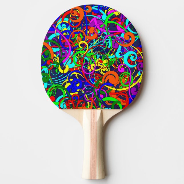 Colorful Curls and Swirls Ping Pong Paddle (Front)