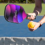 Colorful Curved Shapes, White Script Name Pickleball Paddle
