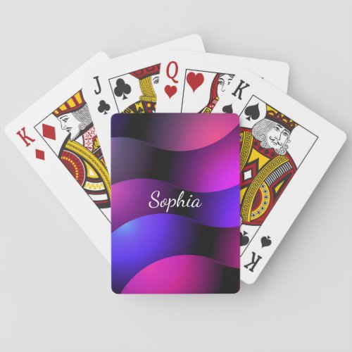 Colorful Curved Shapes White Script Name Playing Cards