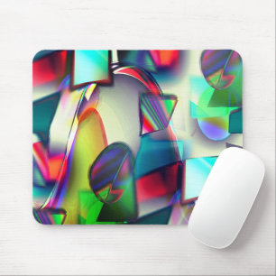 Colorful curved squares and circles with metallic mouse pad