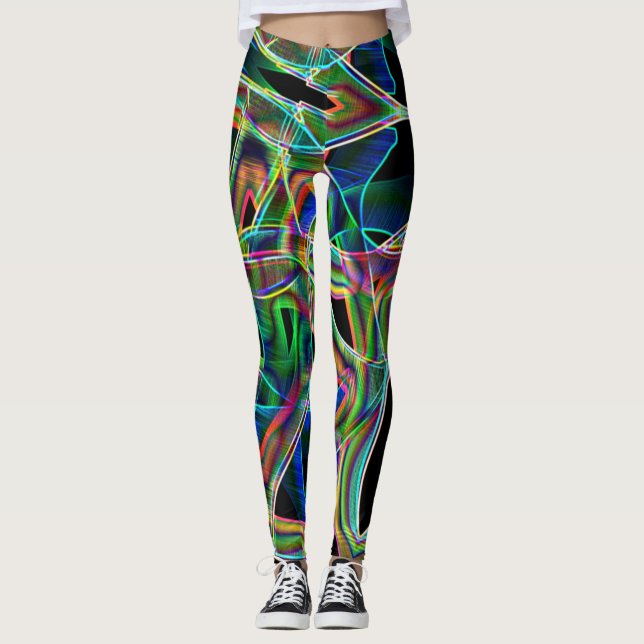Colorful curved tapes, highlighted by embossed leggings (Front)