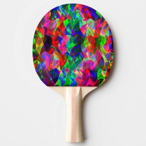 Colorful curved triangles or colored ripples ping pong paddle