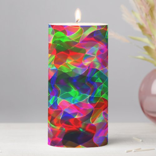 Colorful curved triangles or colored undulations   pillar candle