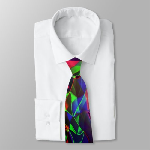 Colorful curved triangles or undulations darkest neck tie