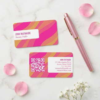 Colorful Curves Retro Minimalist Stripes Custom QR Business Card
