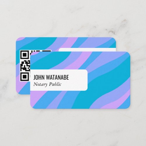 Colorful Curves Retro Minimalist Stripes Custom QR Business Card