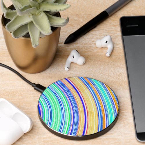 Colorful Curvy Stripes 3 Wireless Charger