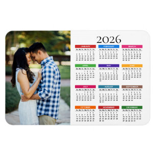 Colorful Custom 2026 Photo Calendar Magnet