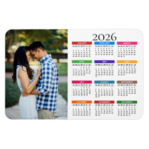 Colorful Custom 2026 Photo Calendar Magnet