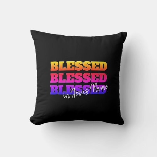 Colorful Custom BLESSED Throw Pillow