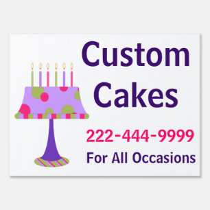 Colorful Custom Cake Decorating Yard Sign