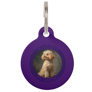 Colorful Custom Cat Owner Gift Chevron Checkers Pet ID Tag