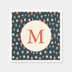 Colorful Custom Christmas Holiday Monogram Napkins