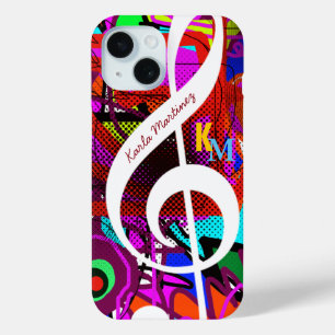 Colorful & custom clave musical note iPhone 15 case