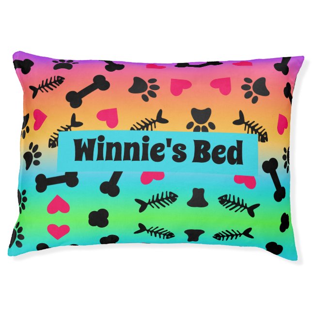 Colorful Custom Dog Pattern Pet Bed (Front)