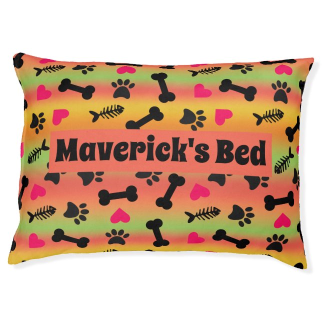 Colorful Custom Dog Pattern Pet Bed (Front)