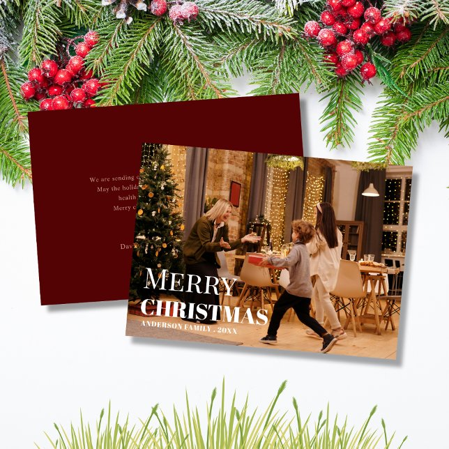 Colorful  custom family photo merry christmas Card (Creator Uploaded)