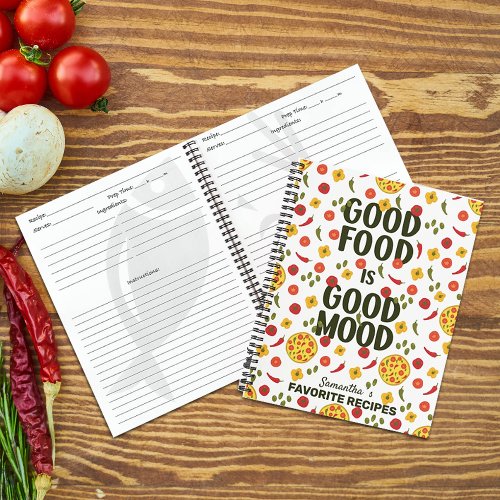 Colorful Custom Favorite Recipes with a Quote  Notebook