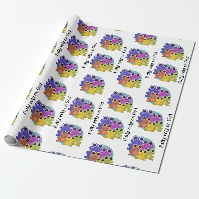 Colorful Custom Frog Wrapping Paper (Unrolled)