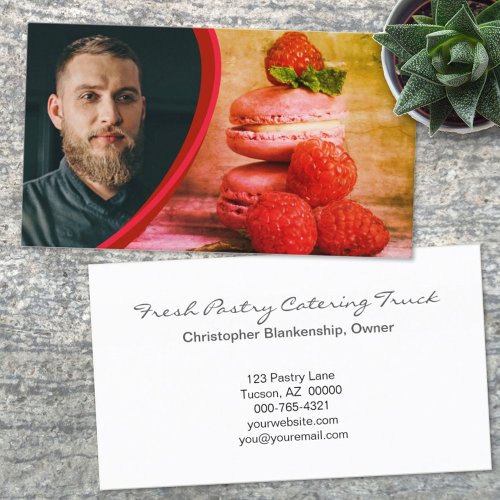 Colorful Custom Macaron Pastry Image Baker Photo  Business Card