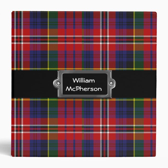Colorful Custom MacPherson Tartan Plaid Binder (Front)