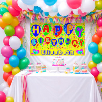 Colorful Custom Name Happy Birthday Banner by CustomizePersonalize at Zazzle