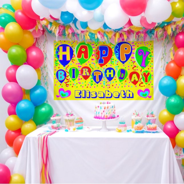 Colorful custom name happy birthday banner (Colorful happy birthday banner, the perfect way to make someone feel extra special on their big day!)