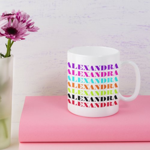 Colorful Custom Name Pattern Coffee Mug