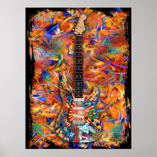 Colorful Custom Paint Strat Electric Guitar Poster