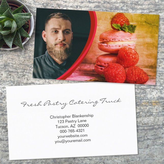 Colorful Custom Pastry Image Baker Photo  Business Card (Creator Uploaded)