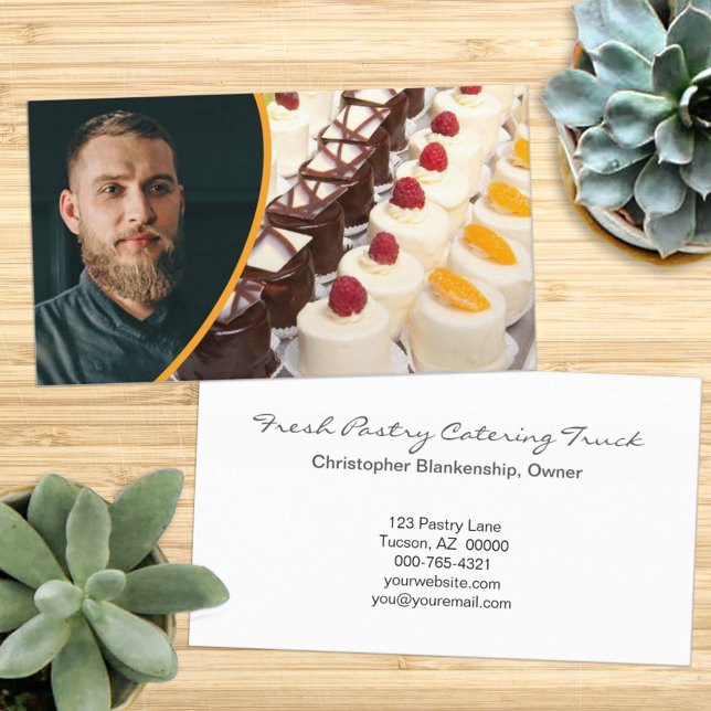 Colorful Custom Pastry Image Baker Photo Template Business Card (Creator Uploaded)