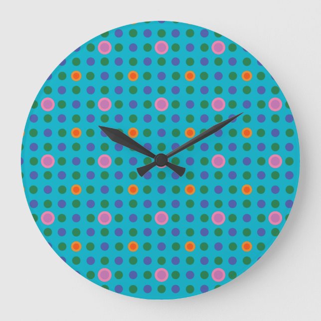 Colorful Custom Polka Dots Fish in the Sea Clock (Front)